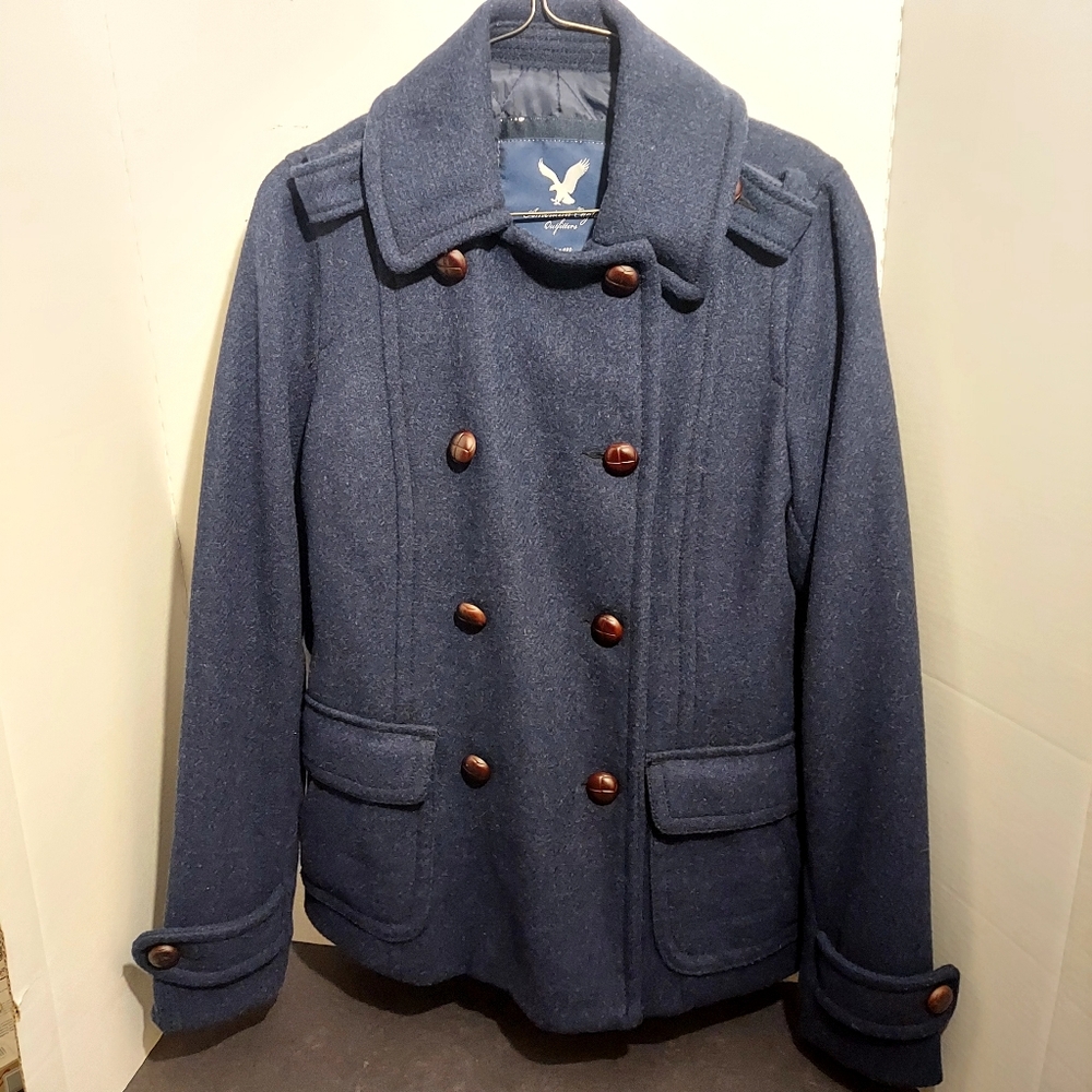 American Eagle Outfitters Peacoat Double Breasted Wool Blend Naval Pilot Jacket